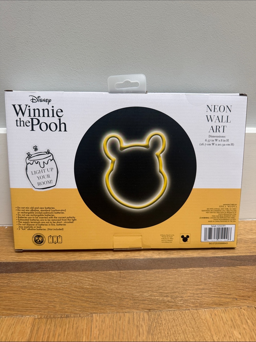 Disney Winnie the Pooh Neon Wall Art in Yellow - Picture 2 of 2